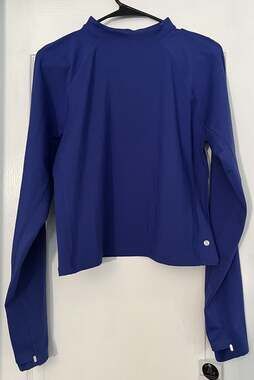 Layer 8 Power Heat Cropped Athletic Top XL Blue Thumbholes NWT